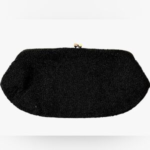 Vintage 1950’s Richere Black Beaded Clutch with a kiss lock